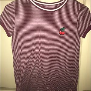 Red & White T shirt with Cherry patch